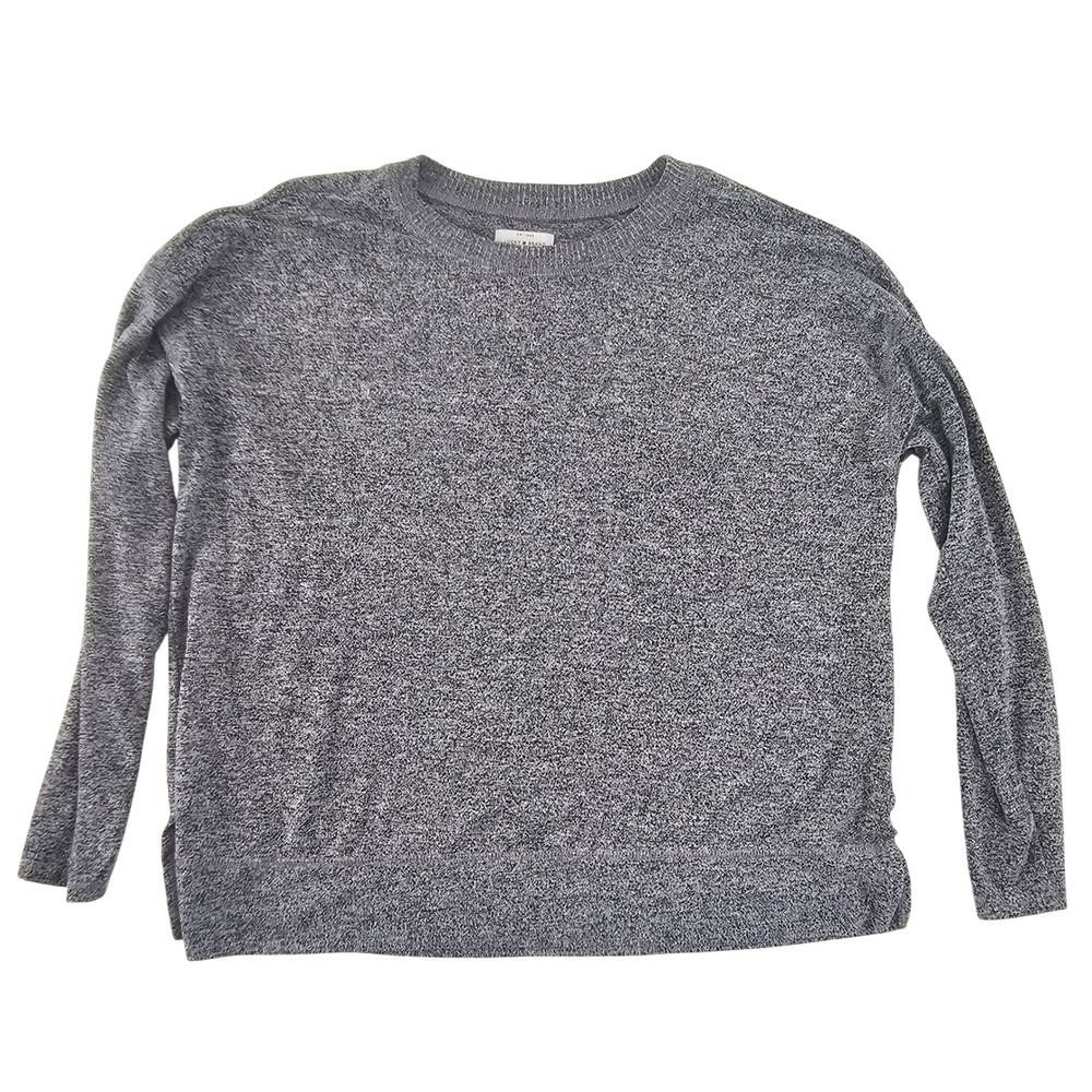 Lucky Brand Womens Large Grey Marled Knit‎ Crewneck Pullover Sweater Long Sleeve